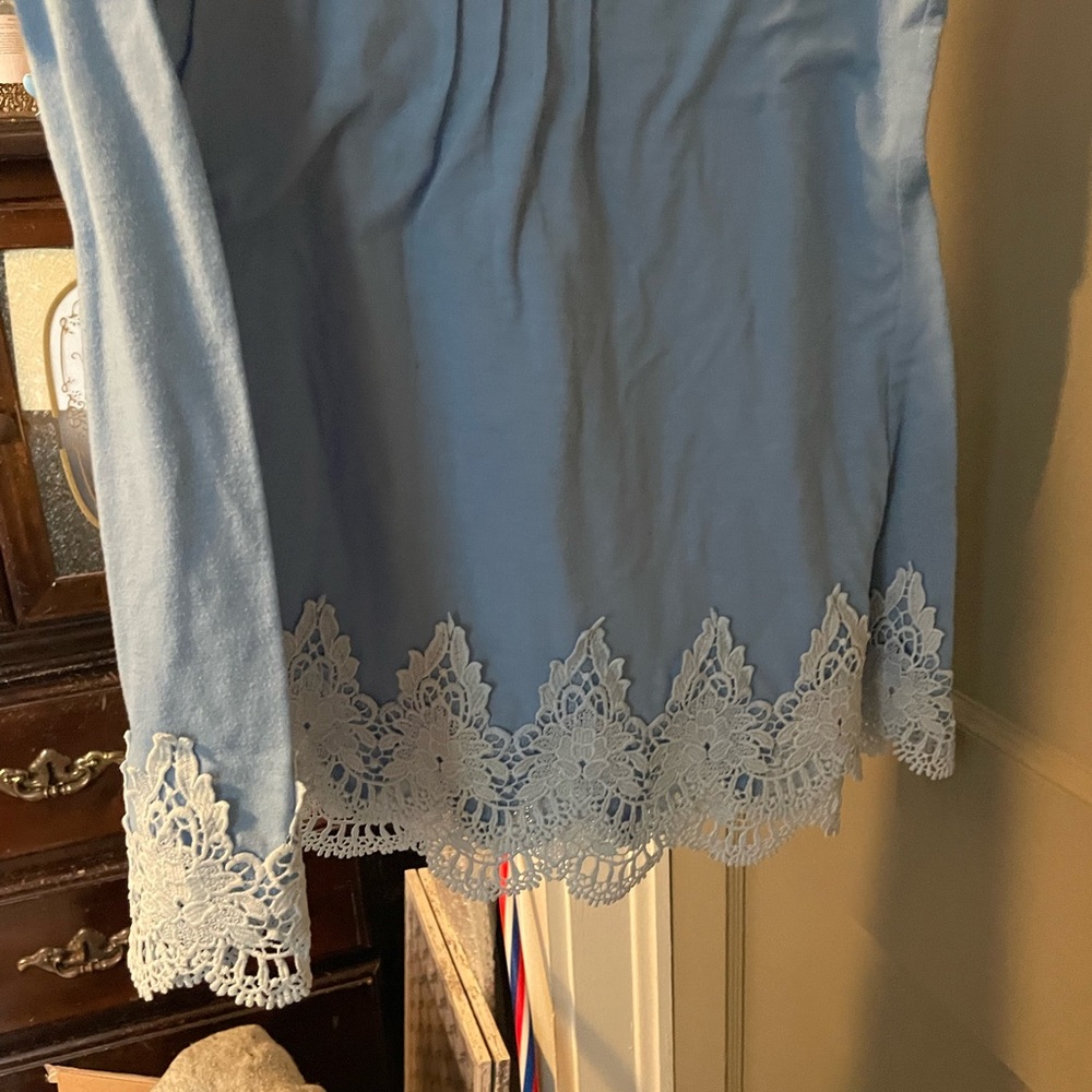 Blue Tunic with Lace Hem - Picture 3 of 3